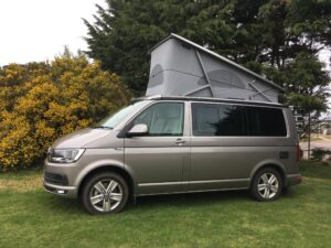 Campervan Hire Aberdeen - VW California Ocean with roof open